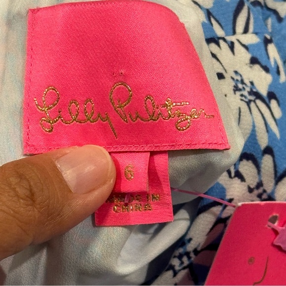 Lilly Pulitzer NWT 6 Blue Palm Beach Petal Ellielynn Long Sleeve Dress Preppy - Picture 4 of 10